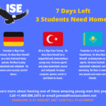 7 Days Left – Three Students Need Host Families